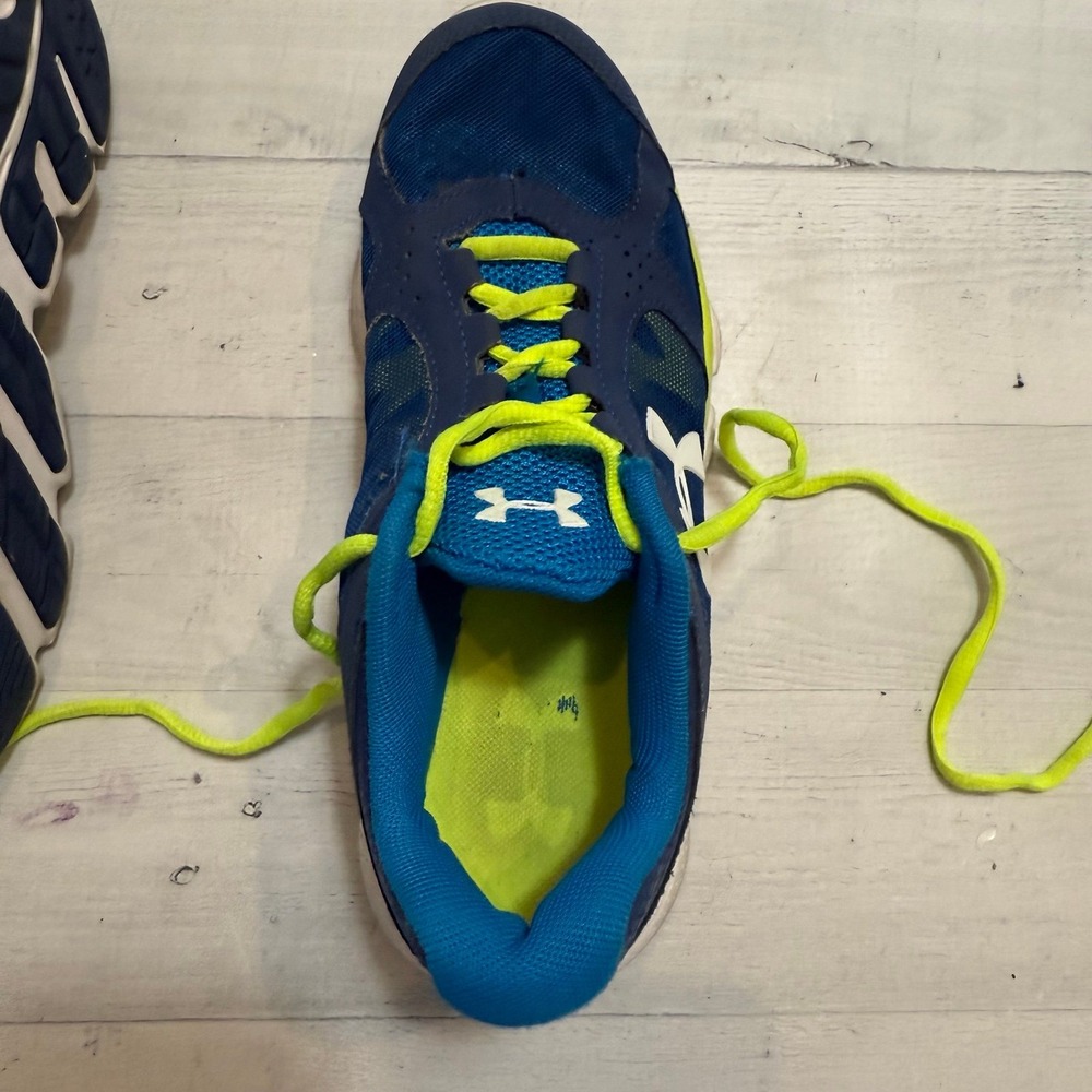 Under armour kids blue yellow athletic‎ running shoes big kids size 5 - Picture 7 of 11